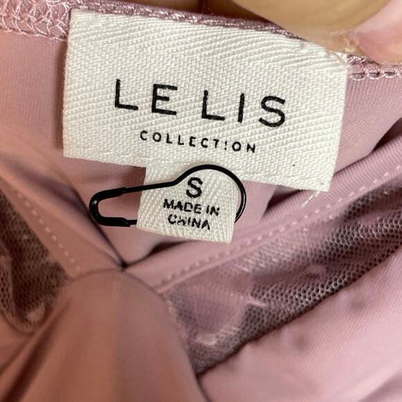 New, Le Lis Collection, Size Small, Pink Purple Mesh Flutter Sleeve Bodysuit - Picture 6 of 9